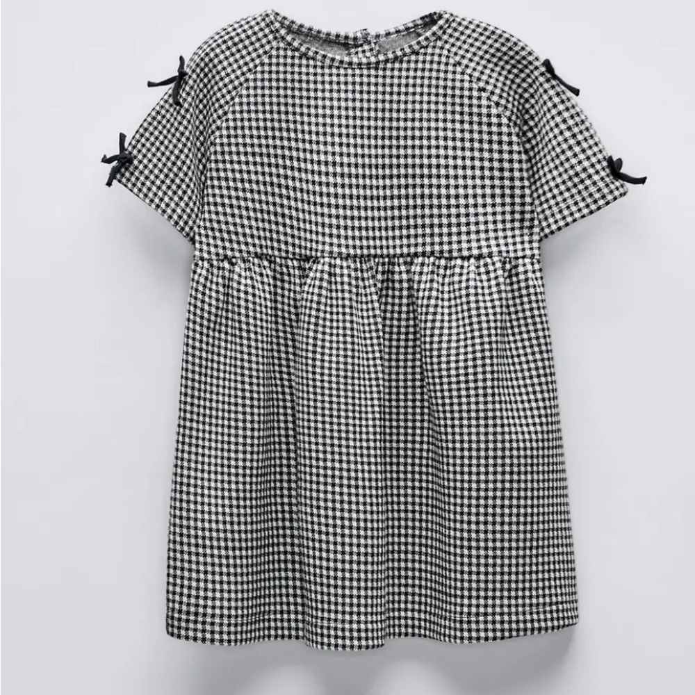 Zara Black and White Checkered Kids Dress